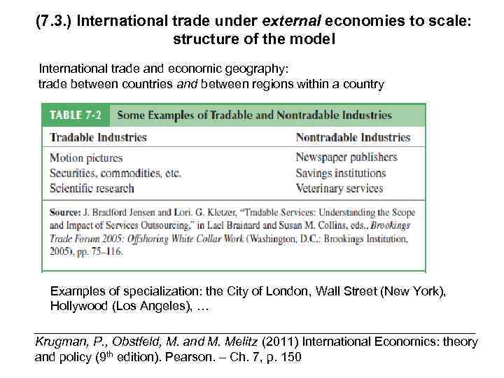 (7. 3. ) International trade under external economies to scale: structure of the model