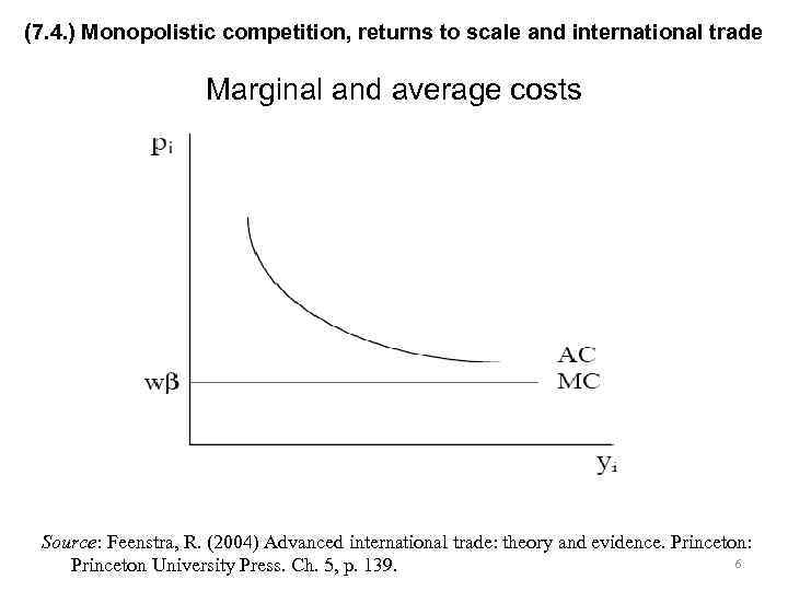 (7. 4. ) Monopolistic competition, returns to scale and international trade Marginal and average