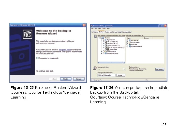 Figure 13 -25 Backup or Restore Wizard Courtesy: Course Technology/Cengage Learning Figure 13 -26