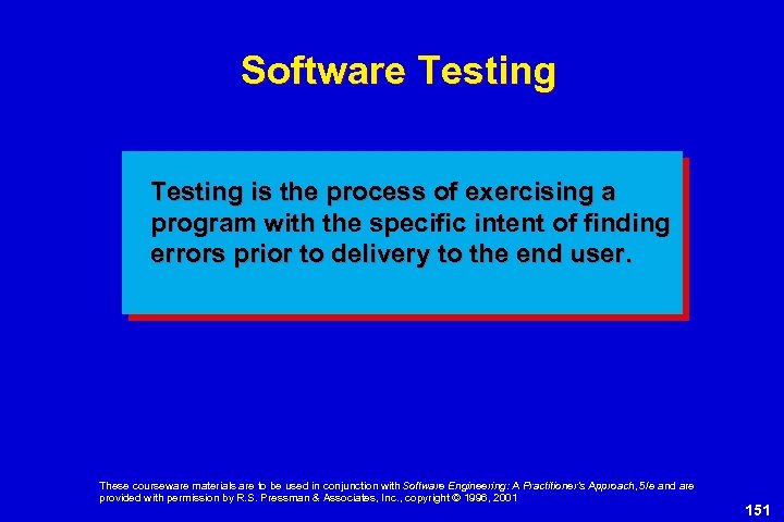 Software Testing is the process of exercising a program with the specific intent of