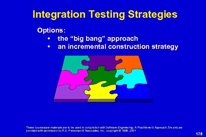 Integration Testing Strategies Options: • the “big bang” approach • an incremental construction strategy