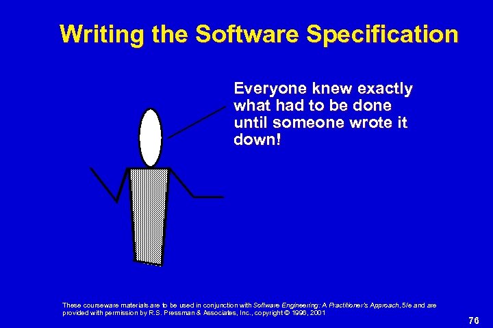 Writing the Software Specification Everyone knew exactly what had to be done until someone