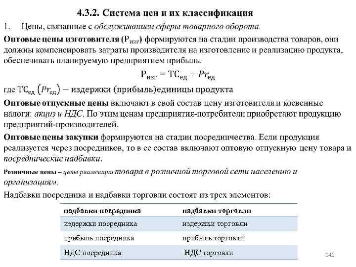  4. 3. 2. надбавки посредника надбавки торговли издержки посредника издержки торговли прибыль посредника