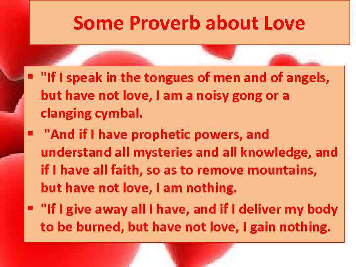 Some Proverb about Love § 