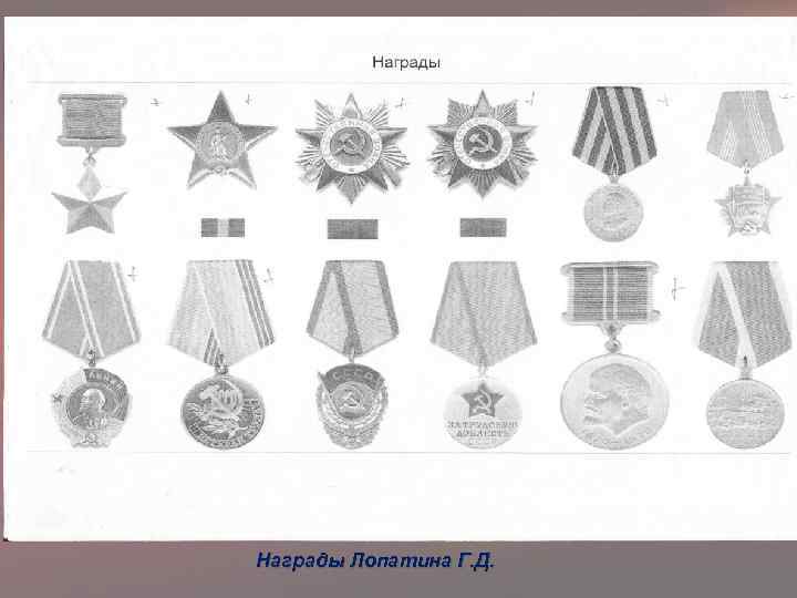 Награды Лопатина Г. Д. 