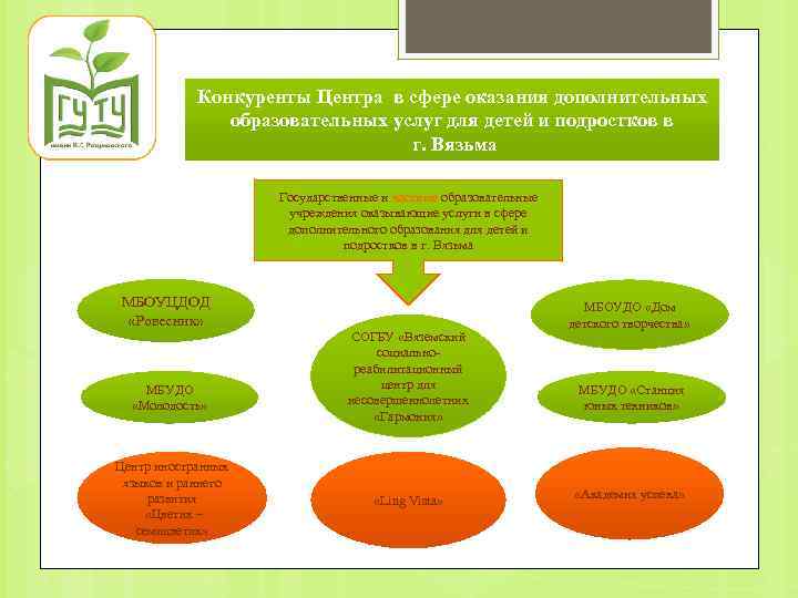 Конкуренты Центра в сфере оказания дополнительных образовательных услуг для детей и подростков в г.