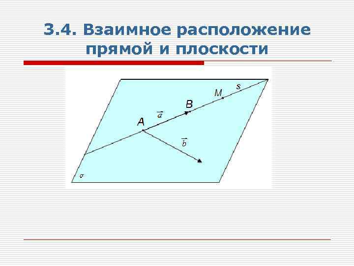 3. 4. Взаимное расположение прямой и плоскости 