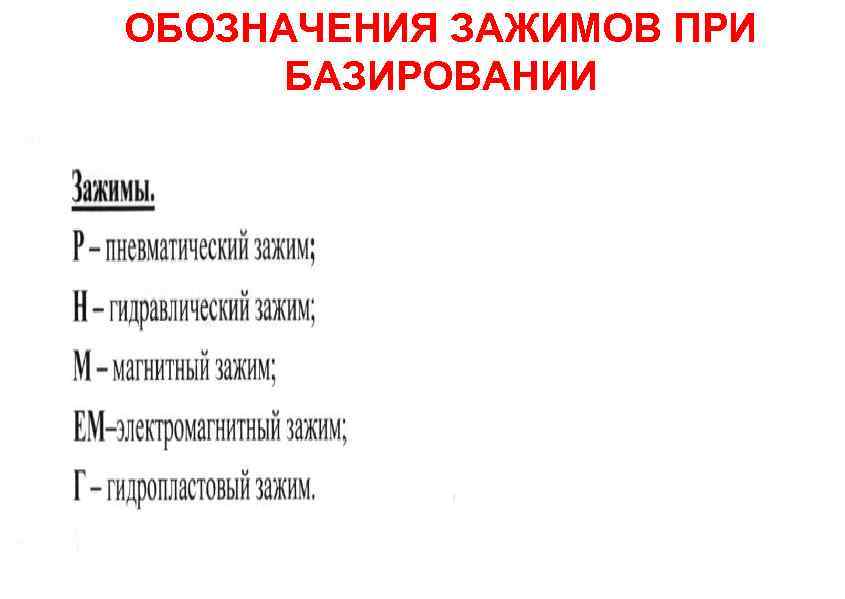 ОБОЗНАЧЕНИЯ ЗАЖИМОВ ПРИ БАЗИРОВАНИИ 