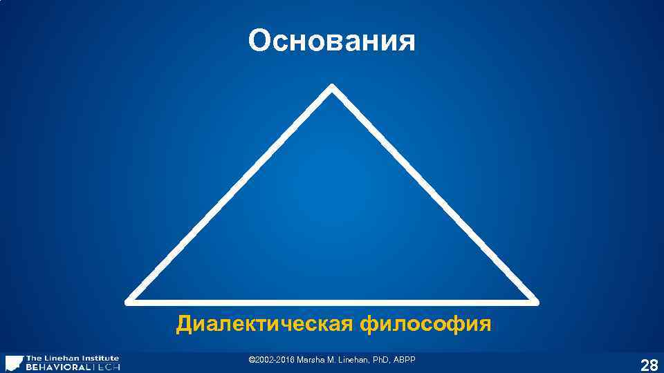 Основания Диалектическая философия © 2002 -2016 Marsha M. Linehan, Ph. D, ABPP 28 