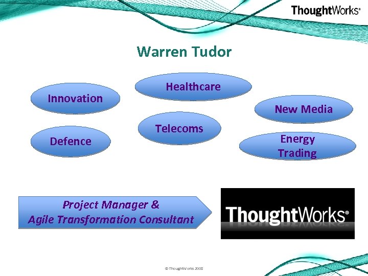 Warren Tudor Innovation Defence Healthcare New Media Telecoms Project Manager & Agile Transformation Consultant
