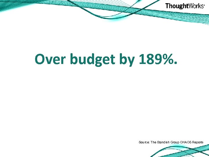 Over budget by 189%. Source: The Standish Group CHAOS Reports 