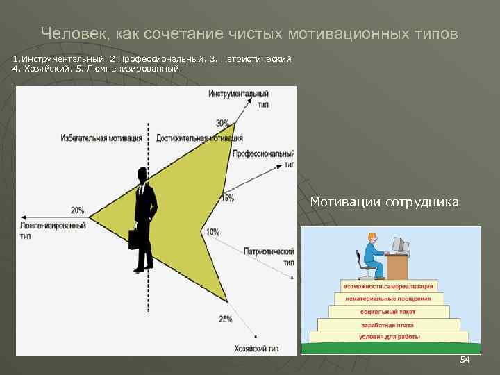 Человек, как сочетание чистых мотивационных типов 1. Инструментальный. 2. Профессиональный. 3. Патриотический 4. Хозяйский.