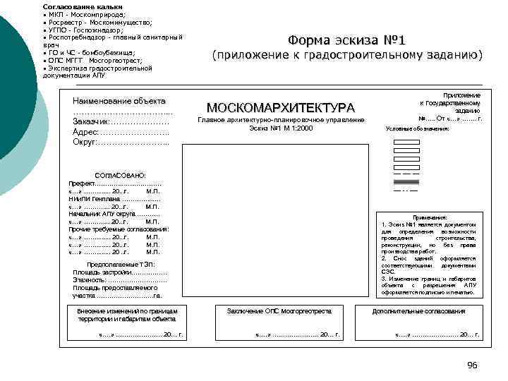 Согласование кальки • МКП - Москомприрода; • Росреестр - Москомимущество; • УГПО - Госпожнадзор;