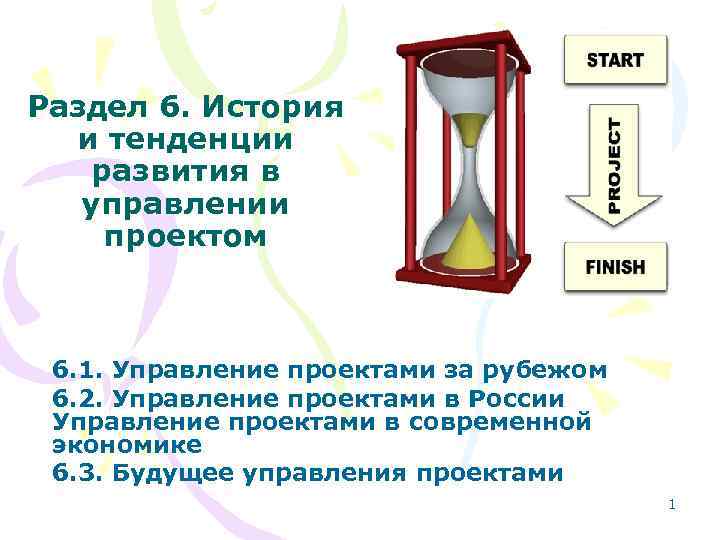 Раздел 6. История и тенденции развития в управлении проектом 6. 1. Управление проектами за