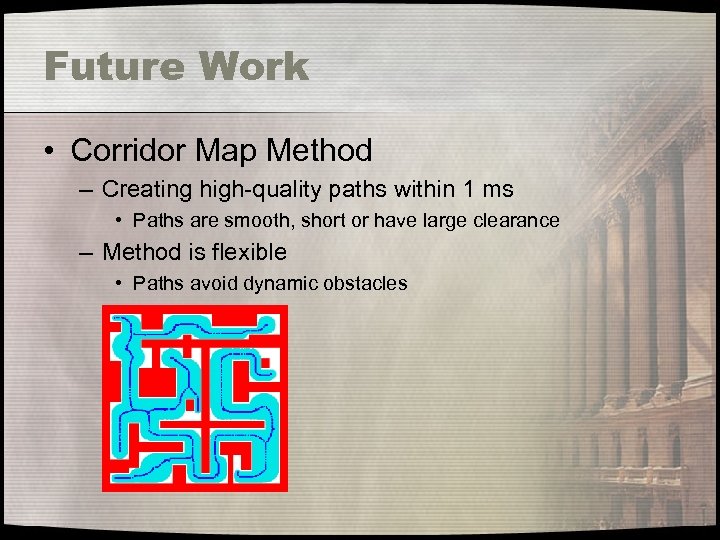 Future Work • Corridor Map Method – Creating high-quality paths within 1 ms •