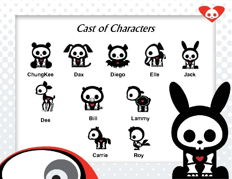 Cast of Characters Chung. Kee Dax Diego Bill Carrie Elle Lammy Roy Jack 