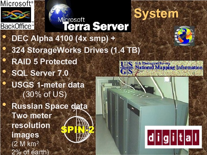 Terra. Server System • • • DEC Alpha 4100 (4 x smp) + 324