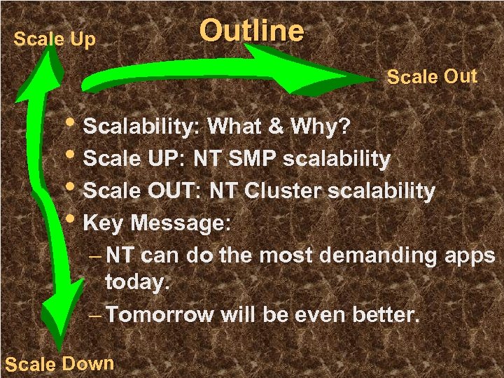 Scale Up Outline Scale Out • Scalability: What & Why? • Scale UP: NT