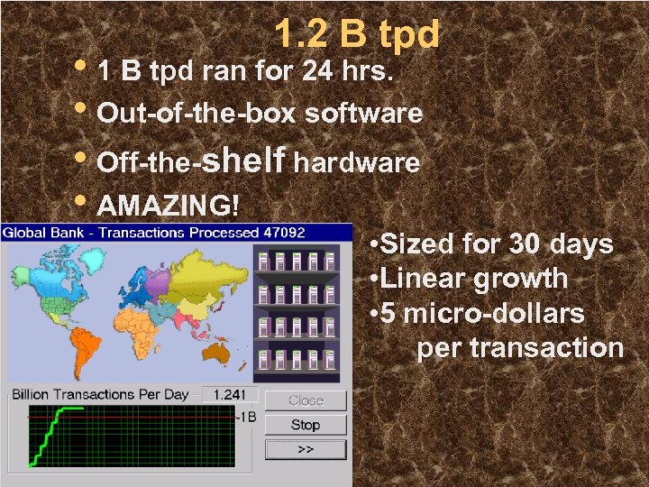 1. 2 B tpd • 1 B tpd ran for 24 hrs. • Out-of-the-box