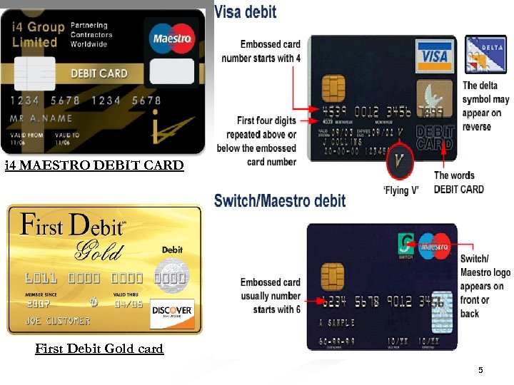 i 4 MAESTRO DEBIT CARD First Debit Gold card 5 