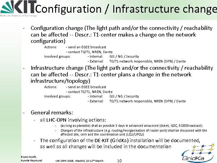 Configuration / Infrastructure change - Configuration change (The light path and/or the connectivity /
