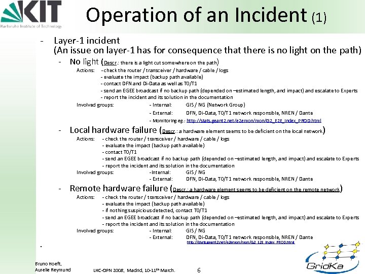 Operation of an Incident (1) - Layer-1 incident (An issue on layer-1 has for