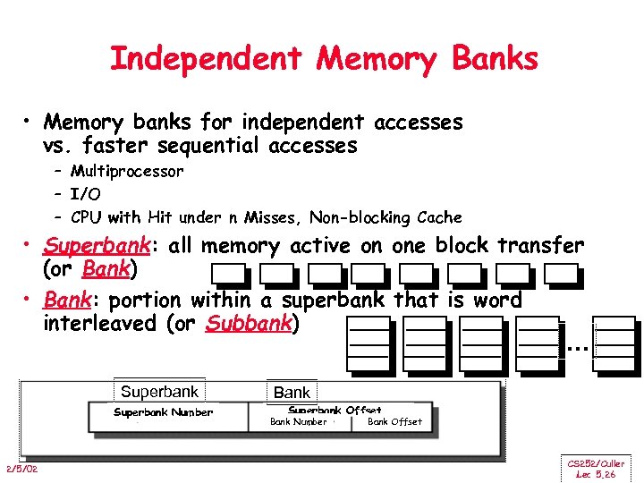 Independent Memory Banks • Memory banks for independent accesses vs. faster sequential accesses –