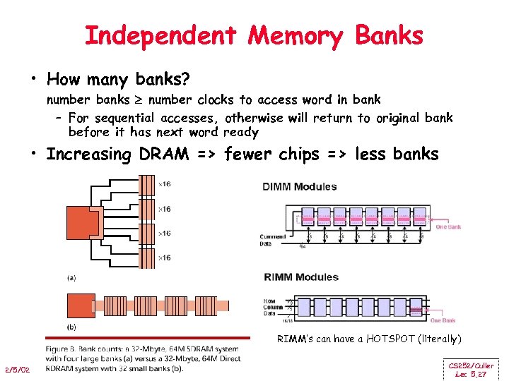 Independent Memory Banks • How many banks? number banks number clocks to access word