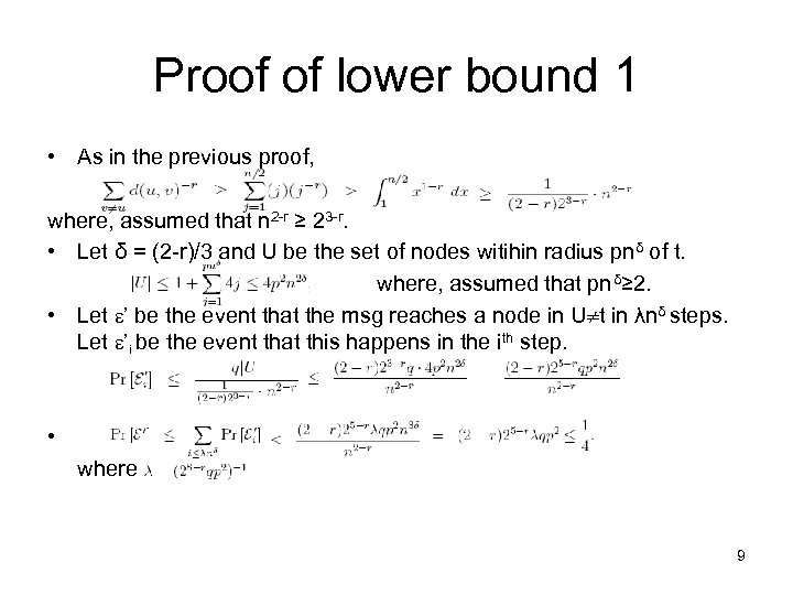 Proof of lower bound 1 • As in the previous proof, where, assumed that