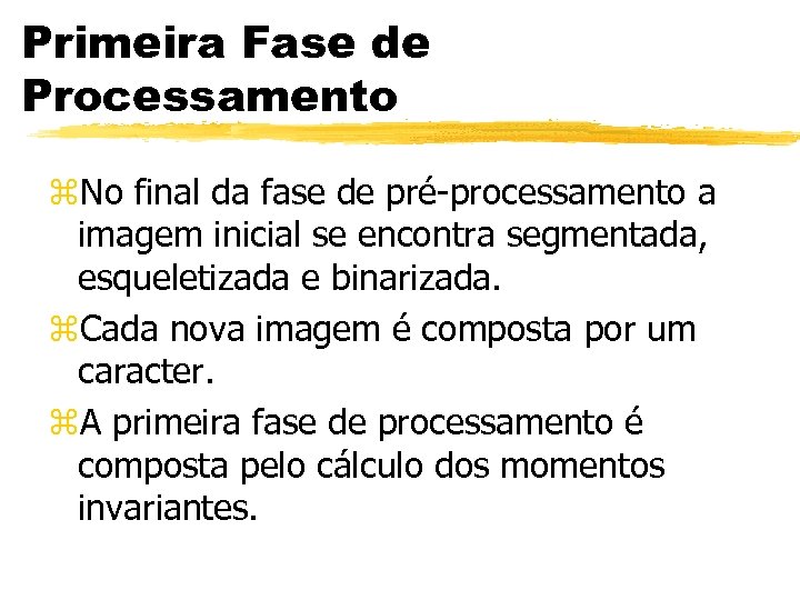 Primeira Fase de Processamento z. No final da fase de pré-processamento a imagem inicial
