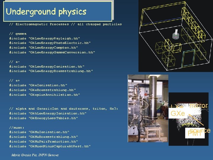 Underground physics // Electromagnetic Processes // all charged particles // gamma #include 