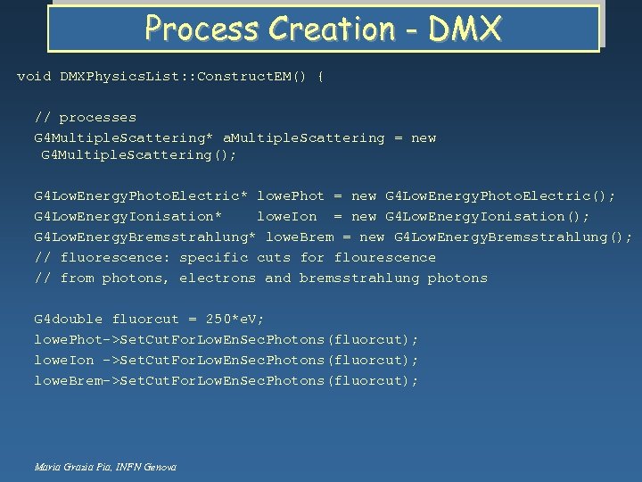 Process Creation - DMX void DMXPhysics. List: : Construct. EM() { // processes G