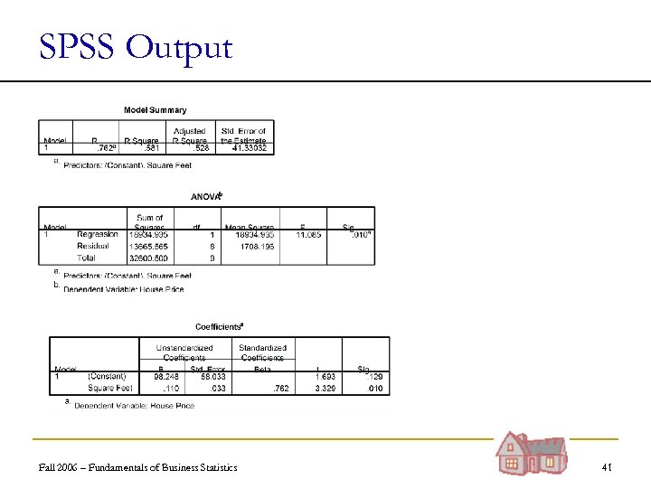 SPSS Output Fall 2006 – Fundamentals of Business Statistics 41 