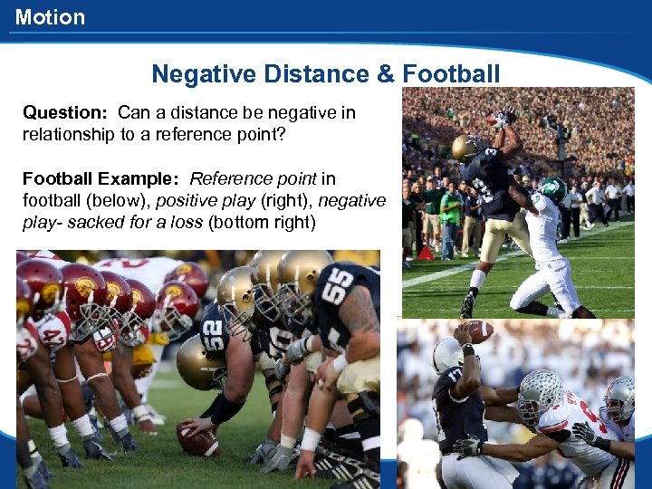 Motion Negative Distance & Football Question: Can a distance be negative in relationship to