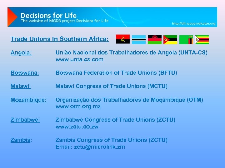 Trade Unions in Southern Africa: Angola: União Nacional dos Trabalhadores de Angola (UNTA-CS) www.
