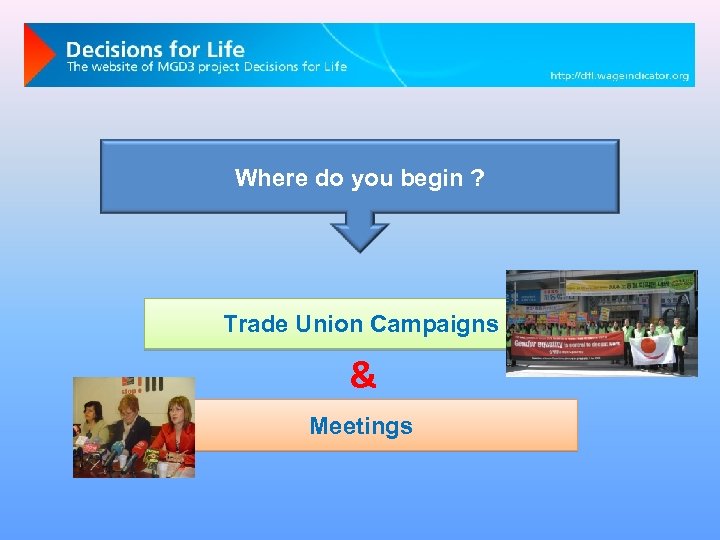 Where do you begin ? Trade Union Campaigns & Meetings 