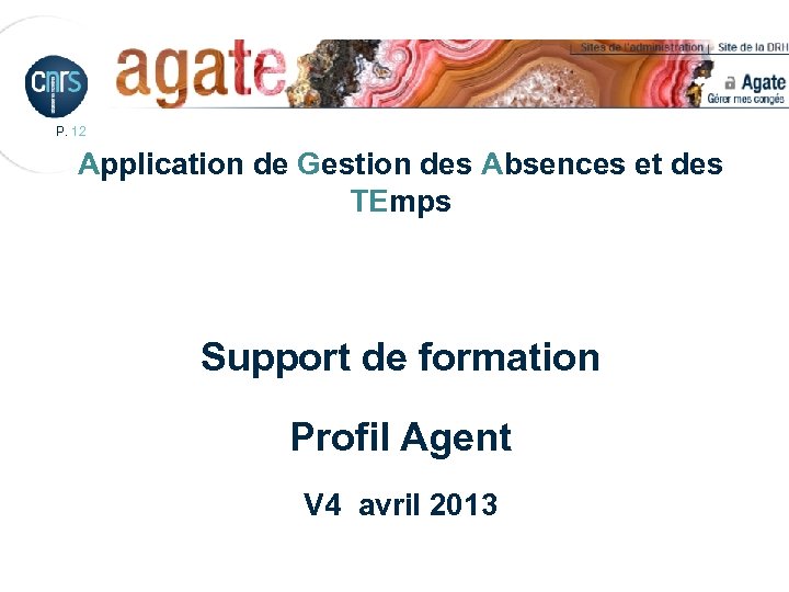 P. 12 Application de Gestion des Absences et des TEmps Support de formation Profil
