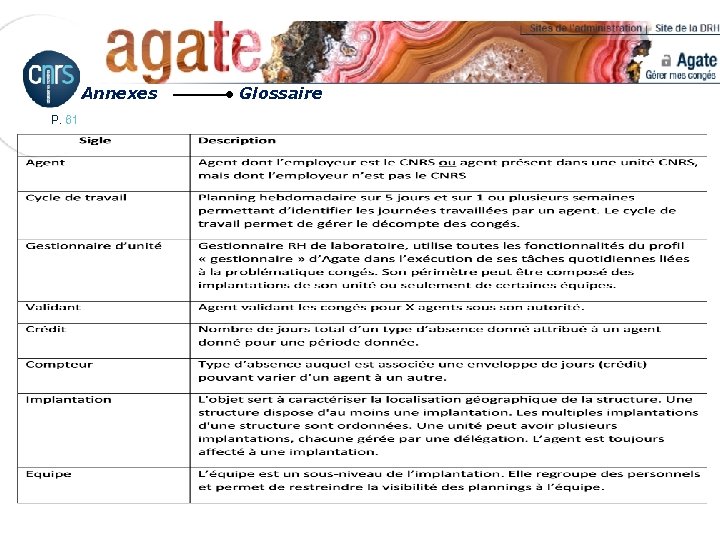 Annexes P. 61 Glossaire 