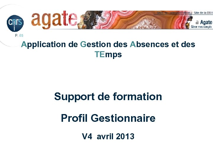 P. 65 Application de Gestion des Absences et des TEmps Support de formation Profil