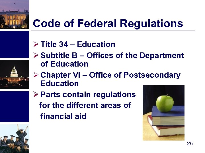 Code of Federal Regulations Ø Title 34 – Education Ø Subtitle B – Offices