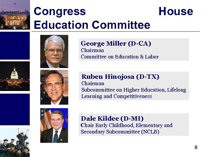 Congress House Education Committee George Miller (D-CA) Chairman Committee on Education & Labor Ruben