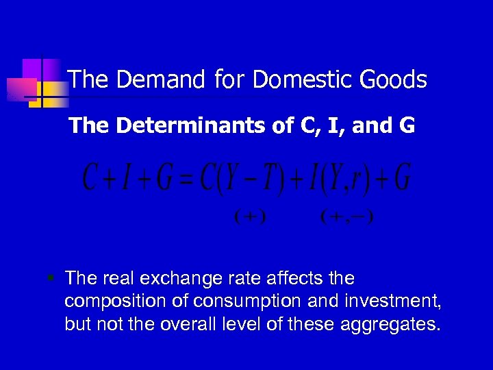 The Demand for Domestic Goods The Determinants of C, I, and G § The