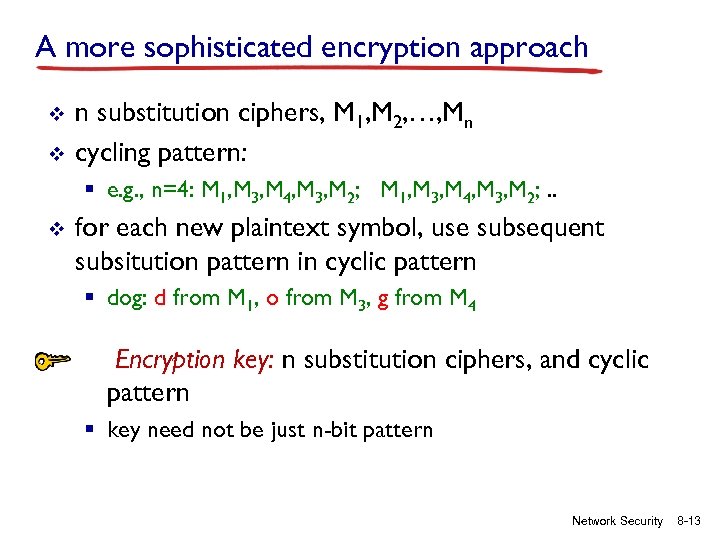 A more sophisticated encryption approach v v n substitution ciphers, M 1, M 2,