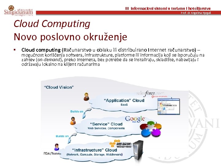 III Informacioni sistemi u turizmu i hotelijerstvu Prof. dr Angelina Njeguš Cloud Computing Novo