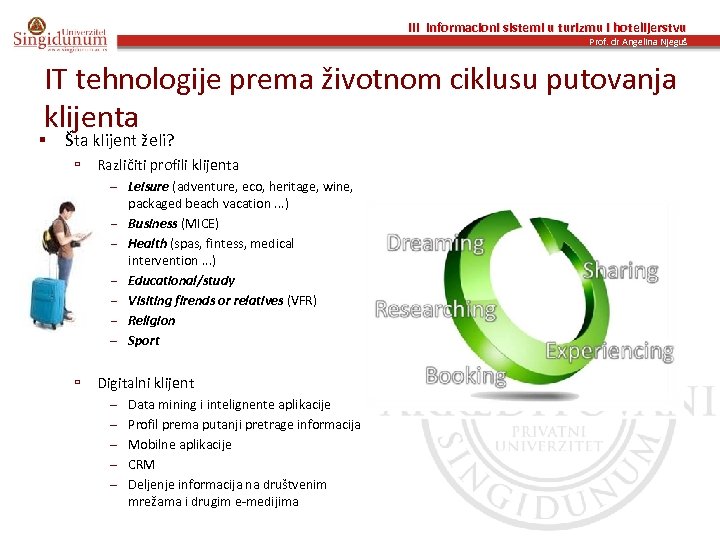 III Informacioni sistemi u turizmu i hotelijerstvu Prof. dr Angelina Njeguš IT tehnologije prema