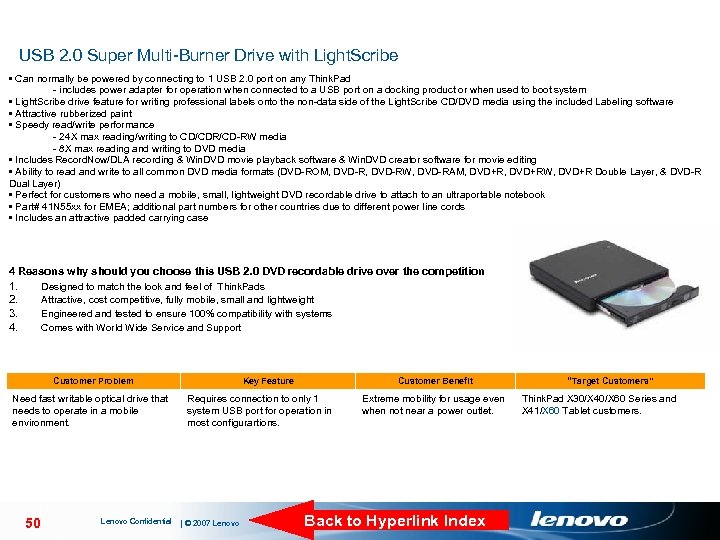 USB 2. 0 Super Multi-Burner Drive with Light. Scribe • Can normally be powered