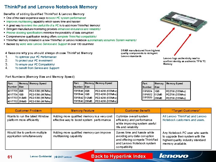 Think. Pad and Lenovo Notebook Memory Benefits of adding Qualified Think. Pad & Lenovo