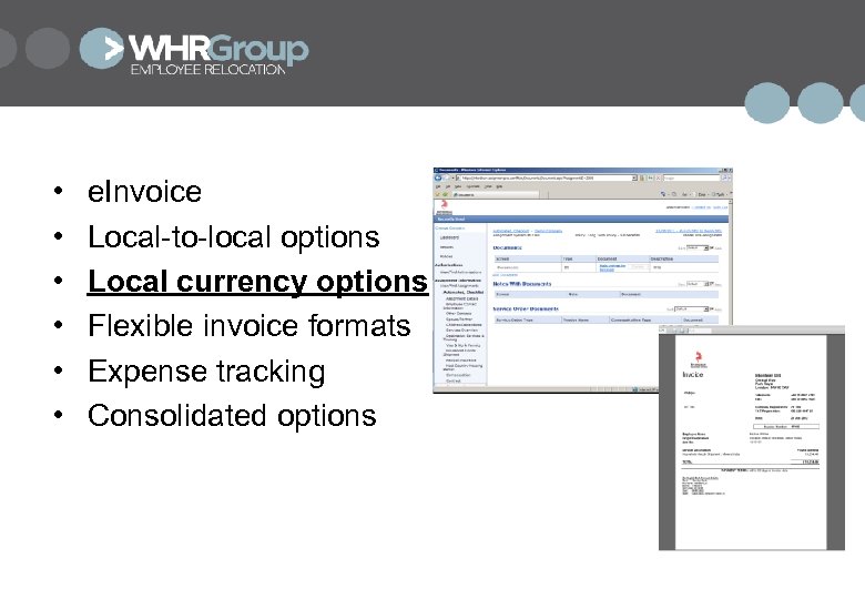  • • • e. Invoice Local-to-local options Local currency options Flexible invoice formats