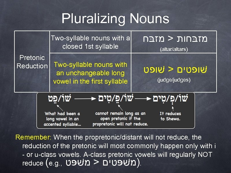 Pluralizing Nouns Two-syllable nouns with a closed 1 st syllable Pretonic Reduction Two-syllable nouns
