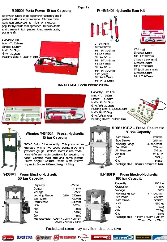 SD 0201 Porta Power 10 ton Capacity Page 12 IM-HM 5401 Hydraulic Ram Kit